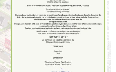 Renouvellement de notre certification ISO 9001